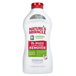 2 x Nature's Miracle Laundry Boost In-Wash Pet Stain & Odor Remover, 32 oz Bio-Enzymatic Formula Breaks Down Tough Stains & Odors, Gentle on Fabrics, Use With Laundry Detergent
