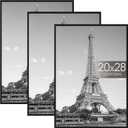 Upsimples 20x28 Picture Frame Black 3 Pack, Scratch-Proof Poster Frames 20 x 28 for Photo Gallery - Slide-In Strips, Horizontal or Vertical Wall Mounting