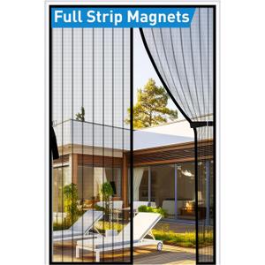 Upgraded Full Strip Magnets Magnetic Screen Door, Fit Door Size 30 X 80 Inch, Hands Free Door Net Screen with Longer Magnet, Heavy Duty Door Screen Magnetic Closure