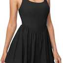 IUGA Tennis Dress with Built in Shorts and Bra Adjustable Straps Athletic Dress for Women Summer Golf Active Workout Dress L Black