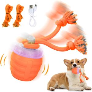 Interactive Dog Toy, [Newly Upgraded] Motion Activated Rolling Ball for Small Dogs, Automatic Moving Dogs Ball for Boredom, USB Rechargeable(Orange)