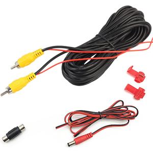 RCA Video Cable, Backup Camera Extension Cable, 100% Shielded, RCA Video Female to Female Coupler, Power Cable, Compatible with Rearview Cameras, DVD Players, TV Boxes, Black (32ft)