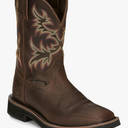 Justin Driller 11" Waterproof Work Boot for Men's - Stampede Collection - Full Grain Leather, Rubber Outsole, Size 9,5