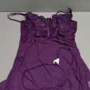 Lilosy Sexy Ruffle Floral Lace Mesh Sheer Underwire Corset Bodycon Babydoll Lingerie Dress Set with Thong 2 Piece (Dark Purple) X-Large