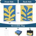 Wonnitar Abstract Outdoor Rug 9x12, Modern Coral Waterproof Reversible Plastic Straw Rug for Patio, Foldable Lightweight Outside Carpet for Deck, Balcony, RV, Beach, Blue/Yellow