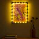 Shadow Box with LED Light Dried Flowers Collectible Shadow Frame Changeable Artwork Display & Storage Frame Wall-mounted & Tabletop (Blue)