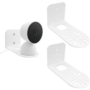 Large Metal Wall Mount Holder fits for Google Nest Indoor 2nd Generation Wired Cam and Ring Cam, Flexible Installation Camera Shelf for Better View Angle Mount on Wall Deck, 2 Pack