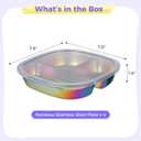 4 PCS Stainless Steel Kids Plates, Reusable Bariatric Plate for Kids Adults, Rainbow Coated Stainless Steel Plates Trays with Lids, Appealing Food Plates with Dividers for School Office Restaurant