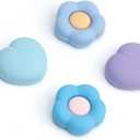 GeekShare Silicone Joy Con Thumb Grip Caps, Joystick Cover Compatible with Switch/OLED/Switch Lite,4PCS - Heart & Flower (Blue&Purple)
