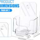Remerry 2 Set 6.5 Inch Acrylic Brochure Holder with Business Card Pocket, Wide Bifold Clear Brochure Display Stand Flyer Holder for Pamphlet Literature Magazine Booklet, Desk or Wall Mount Display