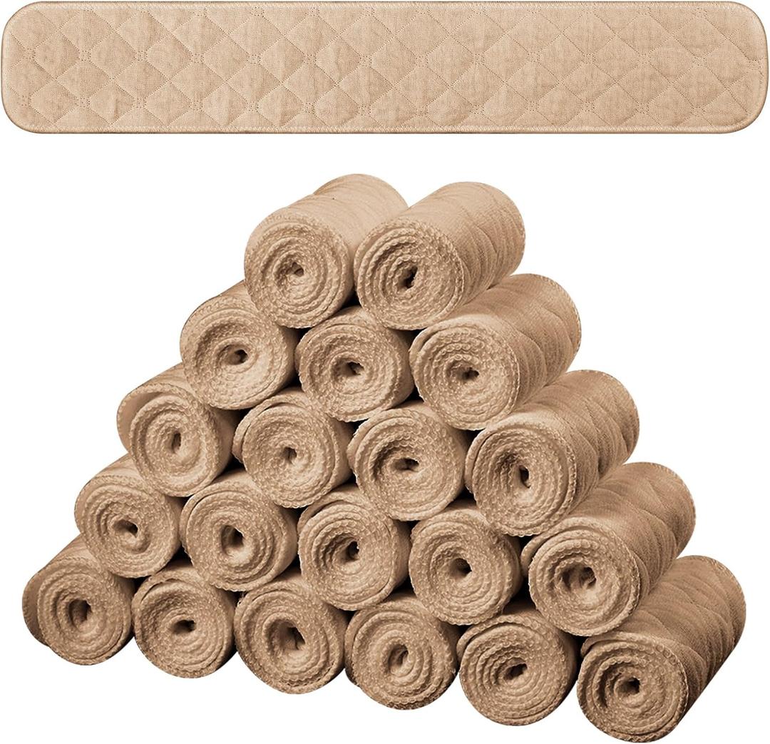 Toulite 20 Pcs Bra Liners for Sweat 18x3 Inch 3 Layer Washable Rectangle Cotton Under Breasts Pads for Women Absorb Sweating (Medium, Khaki)