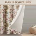 Boho Floral Blackout Curtains for Living Room, Beige Linen Textured Drapes with Colorful Bohemian Print 90 Inches Long 2 Panels Set Vintage Farmhouse Rustic Window Curtains Grommet Top