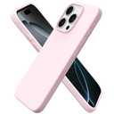 for iPhone 16 Pro Max Phone Case Liquid Silicone, Thin Slim Soft Rubber Gel TPU Plain Protective Simple Cover for Women Girl Cute, Matte Solid Color Aesthetic, Pink