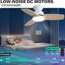 Conciseer 30 Inch Ceiling Fans with Lights and Remote, Bedroom Living Room Office, Flush Mount, 6CCT Dimmable, Dual Color 3 Blades 6 Speed Reversible Quiet DC Motor, White/Wood Grain