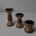 Candle Holder for Pillar Candle Set of 3, Farmhouse Wood Candle Holder, Rustic Wooden Candle Stand, Vintage Small Wooden Candlestick HoldersDecorative for Living Room, Table Centerpiece (Brown)