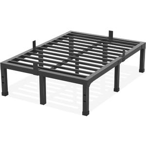 King Bed Frame, 14 Inch High 3500 lbs Metal Platform, Mattress Foundation with Steel Slat Support/No Box Spring Needed/Noise Free/Non-Slip/Easy Assembly