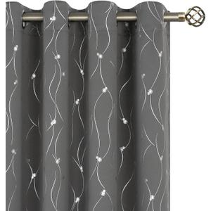 BGment Blackout Curtains for Bedroom/Living Room 84 Inch Length 2 Panels Set, Dark Grey Room Darkening Thermal Insulated Grommet Window Drapes with Pattern, Each Panel 52 x 84 Inch