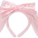 Anime Plush Ears Headband Furry Bunny Ears Halloween Adults Costume Cosplay Fits for Women 18+ (Pink)