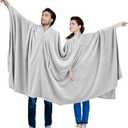 Hahafelt Couple Double Blanket Wearable Blanket Winter Robe 2 Person Poncho Plush Throws Blanket for Women Men(Light Gray)