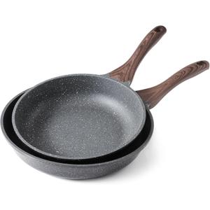 SENSARTE Nonstick Frying Pan Skillets, Swiss Granite Coating Omelette Pans, Healthy Cookware Chef's Pans, Free of Intentionally Added PFOA (10+12 Inch)