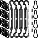 Sun Shade Sail Hardware Kit: 6 Inch 304 Stainless Sunshade Hardware for Rectangle & Triangle Shade Sail Installation, 44 Pcs Heavy Duty Canopy Accessories for Sun Shades Outdoor Patio Garden Backyard