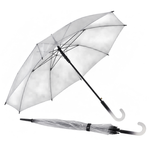 Large Clear Umbrella, Rain Windproof Transparent Auto Open Long Stick Umbrella for Photo Prop Travel Outdoor Events, 52inch