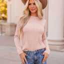 ZESICA Fall Tops for Women 2025 Trendy Long Sleeve Shirts Dressy Casual Textured Blouses (Pink, XL)