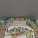 Melissa & Doug 17-Piece Wooden Take-Along Tabletop Railroad, 3 Trains, Truck, Play Pieces, Bridge - FSC Certified