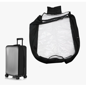 30" Luggage Cover with Easy Access Zipper, Stretch Protective Cover Transparent Waterproof And Damage Resistant, Black & Clear