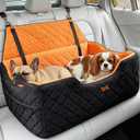 Large Dog Car Seat Up to 55lbs - Foam Dog Booster Seats for Large/2 Small Dogs, High Depth Car Pet Seat with Storage Pocket & 2 Safety Leash, Portable Cat Travel Beds, 1-inch, Black