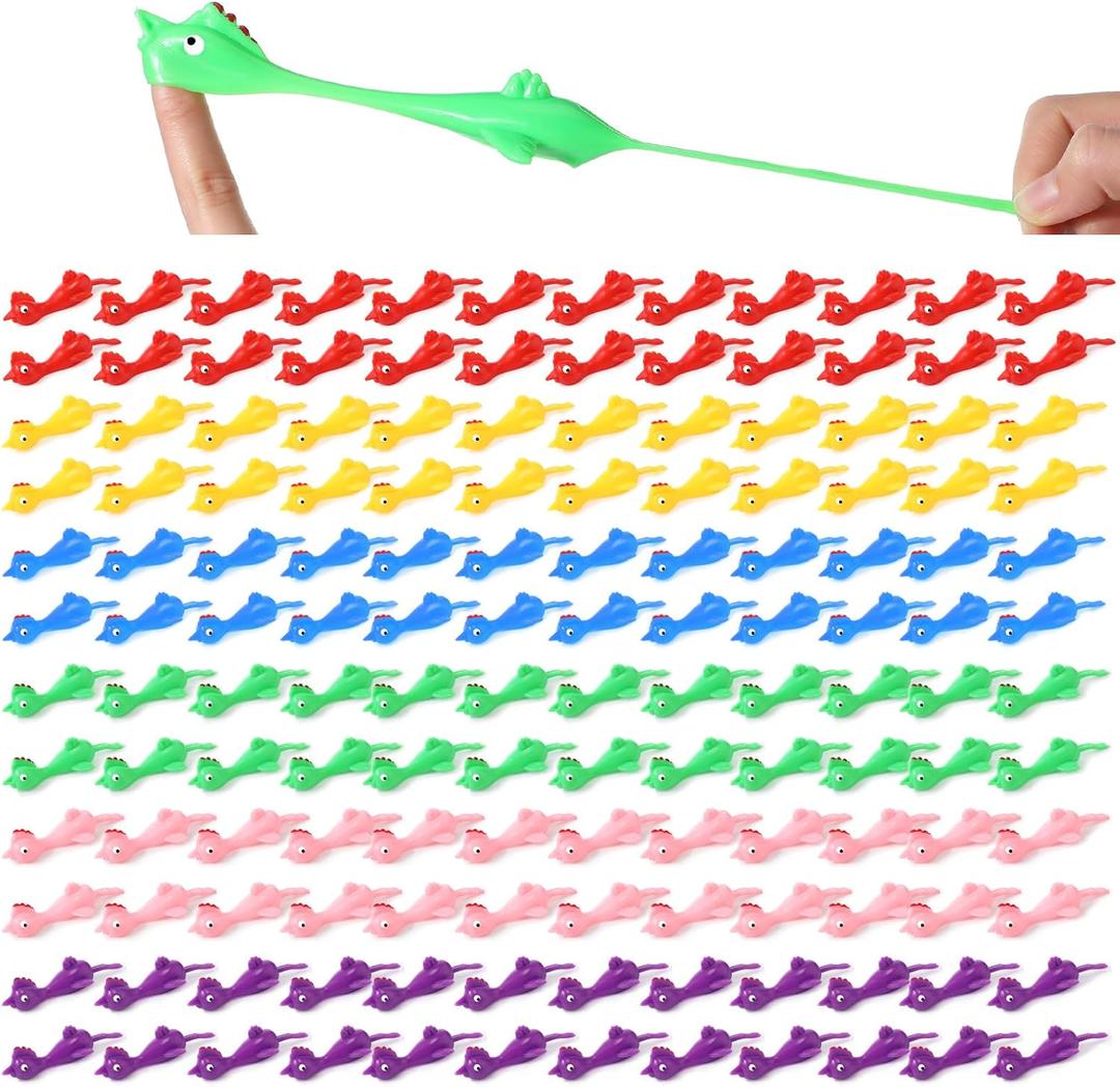 Sratte 150 Pieces Rubber Chicken Christmas Slingshot Chicken Finger Slingshot Toys Rubber Chickens Flying Turkey for Boys Girls Birthday Carnival Goodie Bags Novelty Gifts Student Party Favors