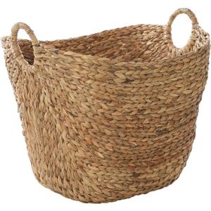 Deco 79 Seagrass Handmade Decorative and Functional Storage Basket Large Woven Basket Organizer with Ring Handles, Basket for Storage 20" x 18" x 19", Brown