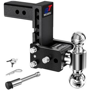 Geteen Trailer Hitches, Adjustable Trailer Hitch Ball Mount - Fits 2.5" Receiver, Dual Ball (2" x 2-5/16"), 5" Drop, 15,000 GTW - GT25052B