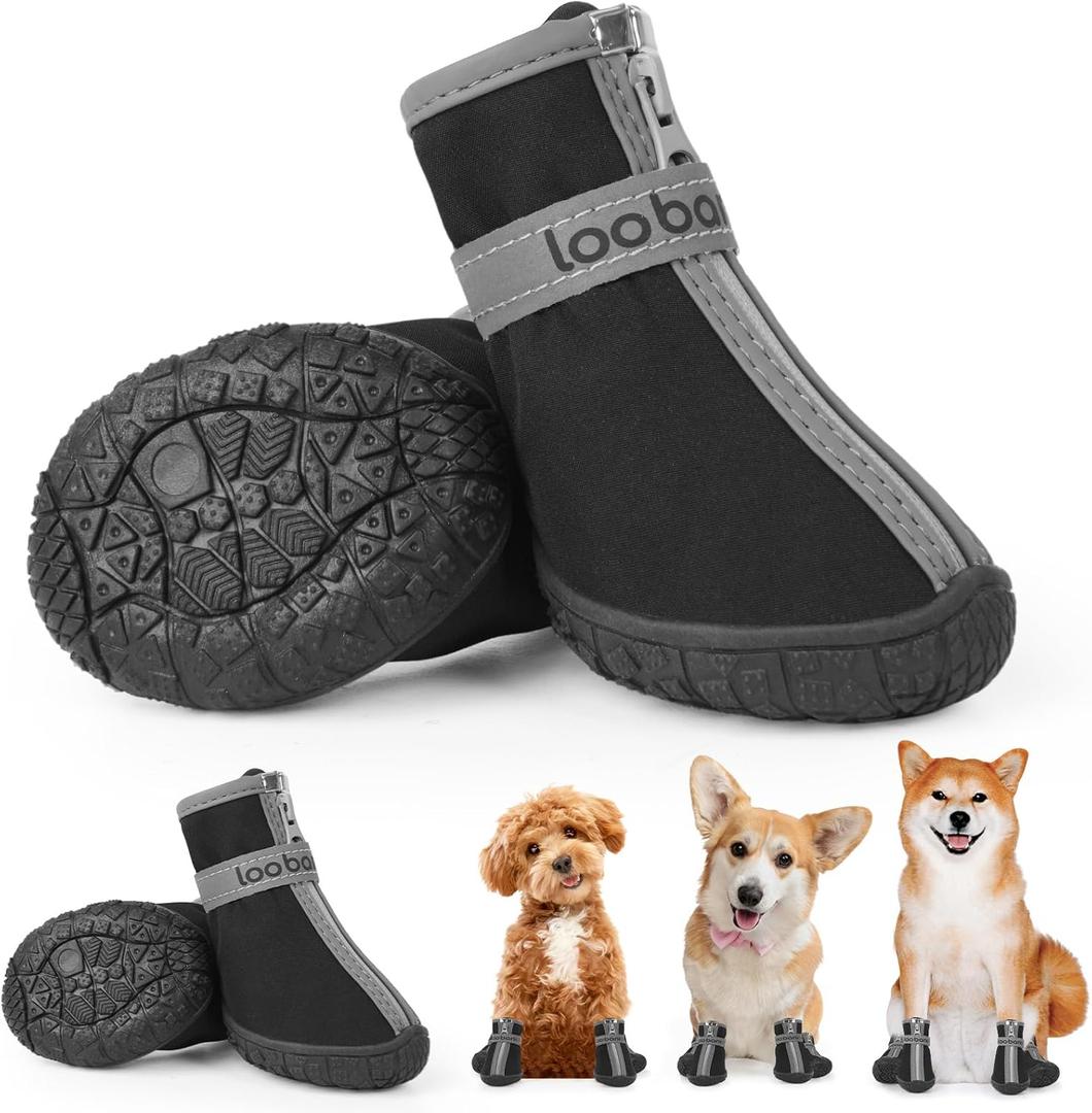 Small Dog Shoes for Hot Pavement - Dog Shoes Small Size Dogs for Summer Rain, Dog Booties and Paw Protectors with Reflective Strap for Outdoor Walking Hiking Running Training, Size 1