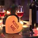 AnyDesign 5Pcs Valentine's Day Conversation Hearts Wooden Table Sign Colorful Heart Wood Tabletop Decoration Love You Be Mine Kiss Me Table Centerpiece Tiered Tray Decor for Wedding Home Shelf Display (Yellow,Orange,Blue,Pink)