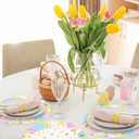 Round Easter Placemats Set of 6, 13.5" x 13.5" Easter Egg Bunny Rabbit Place Mats Flower Floral Doily Linen Seasonal Spring Table Decor for Home Party Kitchen Dining Tableware Decorations