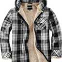 Elesuit Women's Full Zip Fleece Flannel Jacket Plaid Hooded Jackets Sherpa Lind Hoodies for Women (Large, Black)