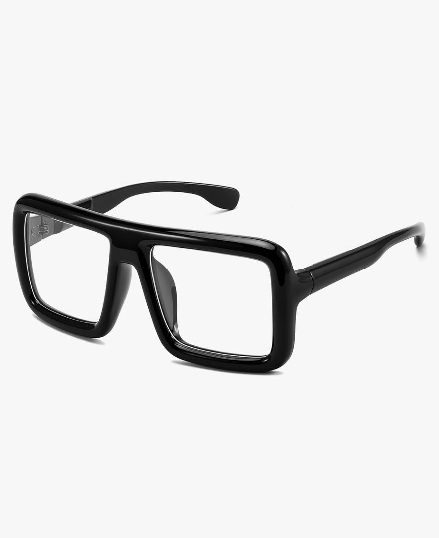 FEISEDY Square Oversized Blue Light Glasses Thick Fake Eyewear Frame for Women Men Nerd Glasses Costume Accessories B0241