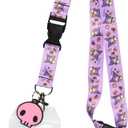 Sanrio Kuromi ID Badge Holder Lanyard w/Rubber Pendant and Collectible Sticker