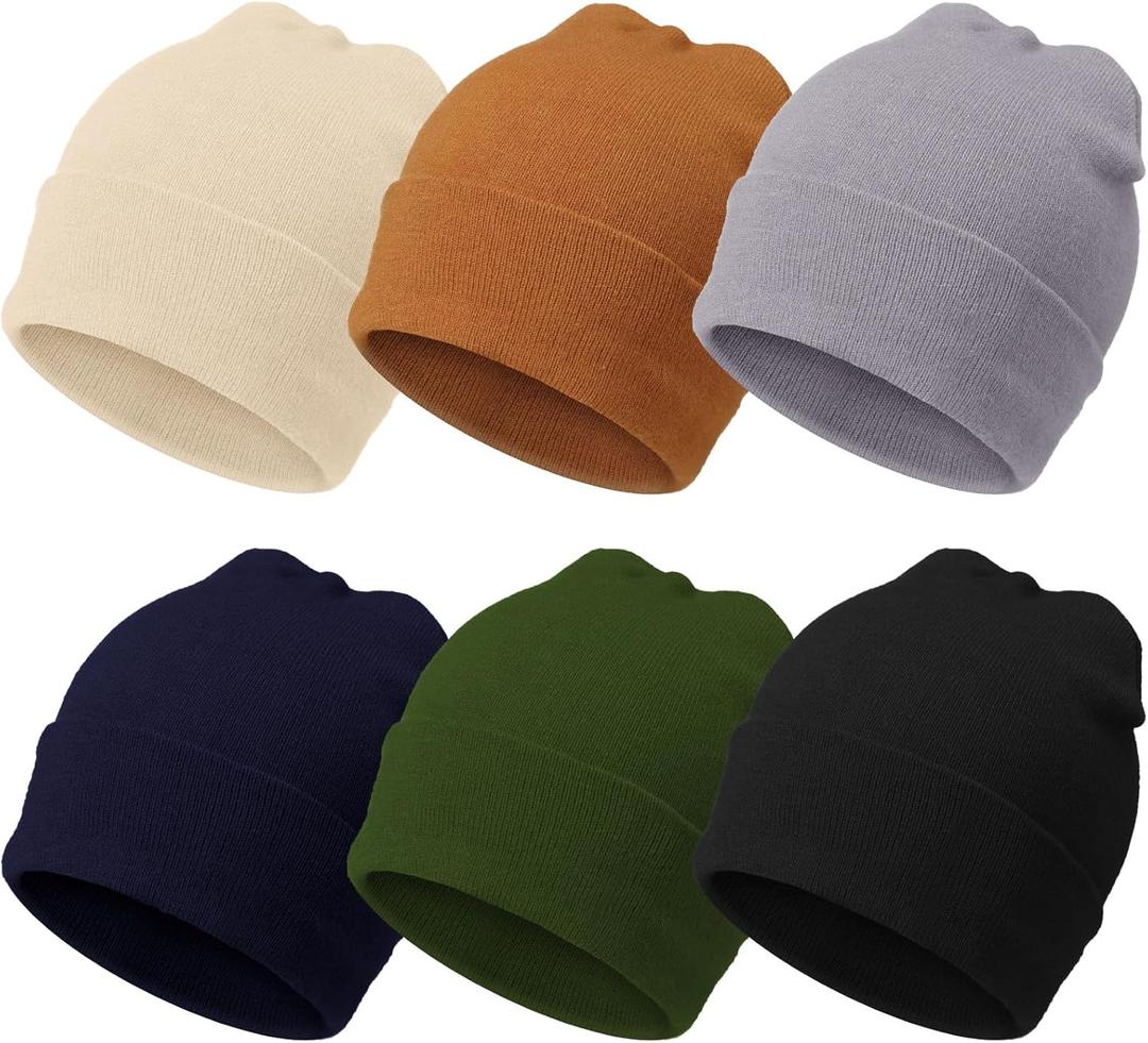Geyoga 6 Pack Baby Beanie Hats Unisex Infant Toddler Winter Beanies Hat for Baby Girl Boy Newborn 6-24 Months (Dark Colors)