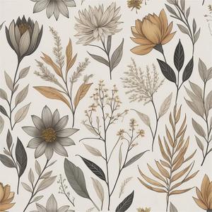 REDAMANCY Vintage Boho Wildflower Yellow Grey Flowers Peel and Stick Wallpaper Stick on Contact Paper Vintage Wall Paper Easy Peel Off for nightstand Drawer Cabinet Renter (17.7" x 118", Gray)