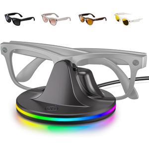 Charging Dock for Meta Glasses Ray-Ban: Wayfarer, Skyler, Headliner & Oakley HSTN Smart Glasses Charger with LED Power Status Light, Black