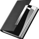 Padike Business Card Holder/ Case Professional PU Leather & Stainless Steel Multi Wallet Credit Card ID Case/Holder for Men & Women. (Black)