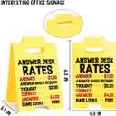 2 x Funny Office Decor Sign Answer Desk Rates Sign for Coworker Teammate Employee Boss Office Desk Cubicle Decor for Birthday Christmas 3.9 x 6.3 Inches Yellow