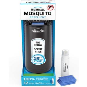 Thermacell Patio Shield Mosquito Repeller; Highly Effective Mosquito Repellent for Patio; No Candles or Flames, DEET-Free, Scent-Free, Bug Spray Alternative; Includes 12-Hour Refill (Graphite)