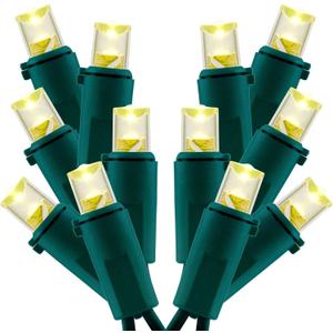 Warm White Wide Angle Christmas Lights, Pack of 2 Sets 25 Ft 100 LED Green Wire 5mm UL Certified Commercial Grade Holiday String Light