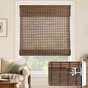 LazBlinds No Drill Bamboo Roman Shades, 29" W x 48" H, Malay Walnut