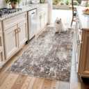 4x5 Washable Entryway Rug – Non-Slip Low Pile Throw Area Rug for Bathroom Kitchen Living Room Bedroom – Modern Abstract Neutral Soft Indoor Small Carpet (Brown Beige,4x5)