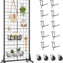 SPACECARE Gridwall Panel Display Stand 2.1' x 5.5' Ft, Heavy Movable Floorstanding Detachable Girdwall for Easy Transport, Standing Grid Tower with Extra Hooks, Display Rack for Retail and Craft Fair
