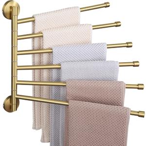 Alise Swing Out Towel Rack,Folding Hand Towel Bar 6 Bars Arm Towel Holder Towel Hanger for Bathroom Wall Mount,Space Saving Towel Rail,GDL8006-G SUS304 Stainless Steel Brushed Gold